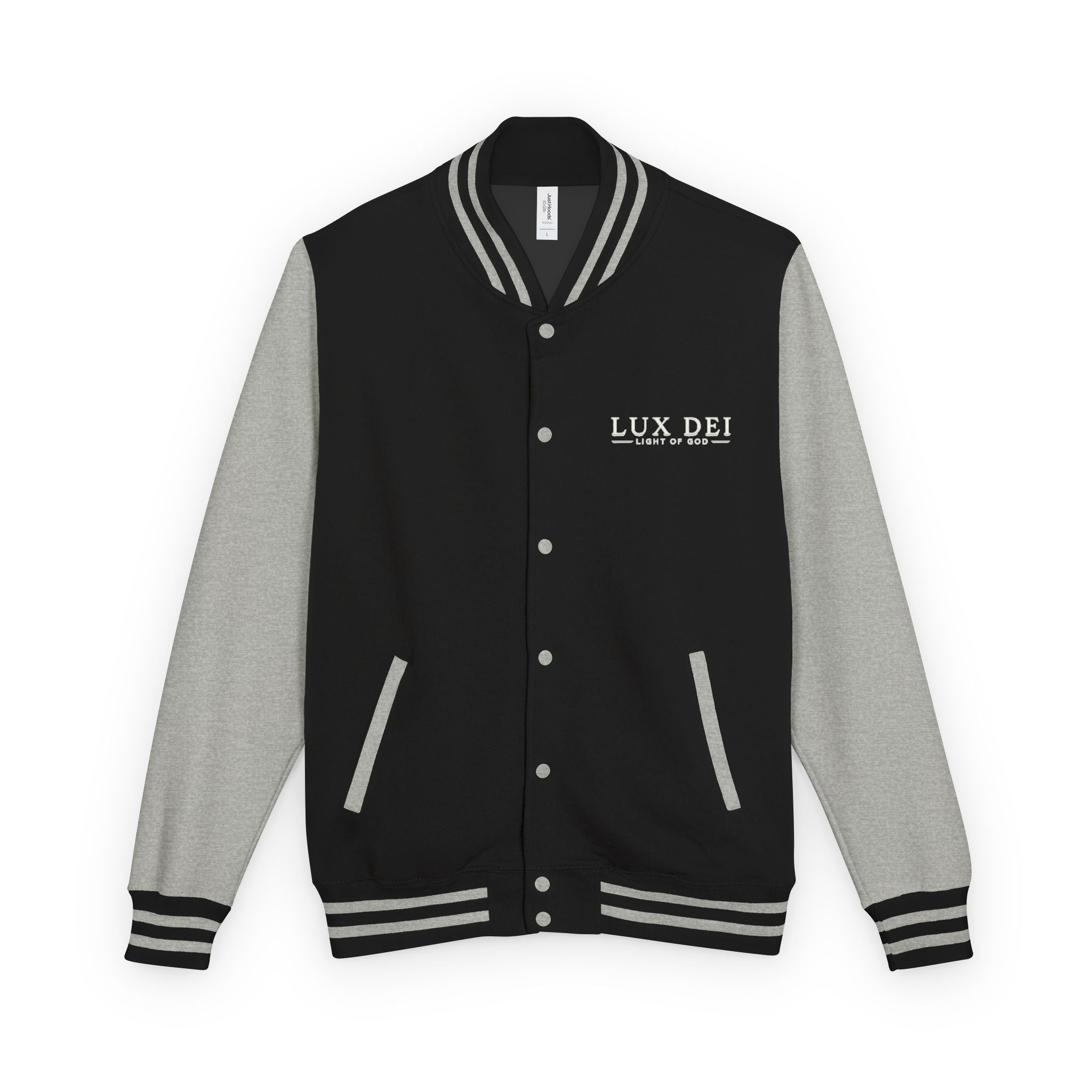 Lux Dei Letterman Jacket — 'Light of God' Red & White Varsity Jacket