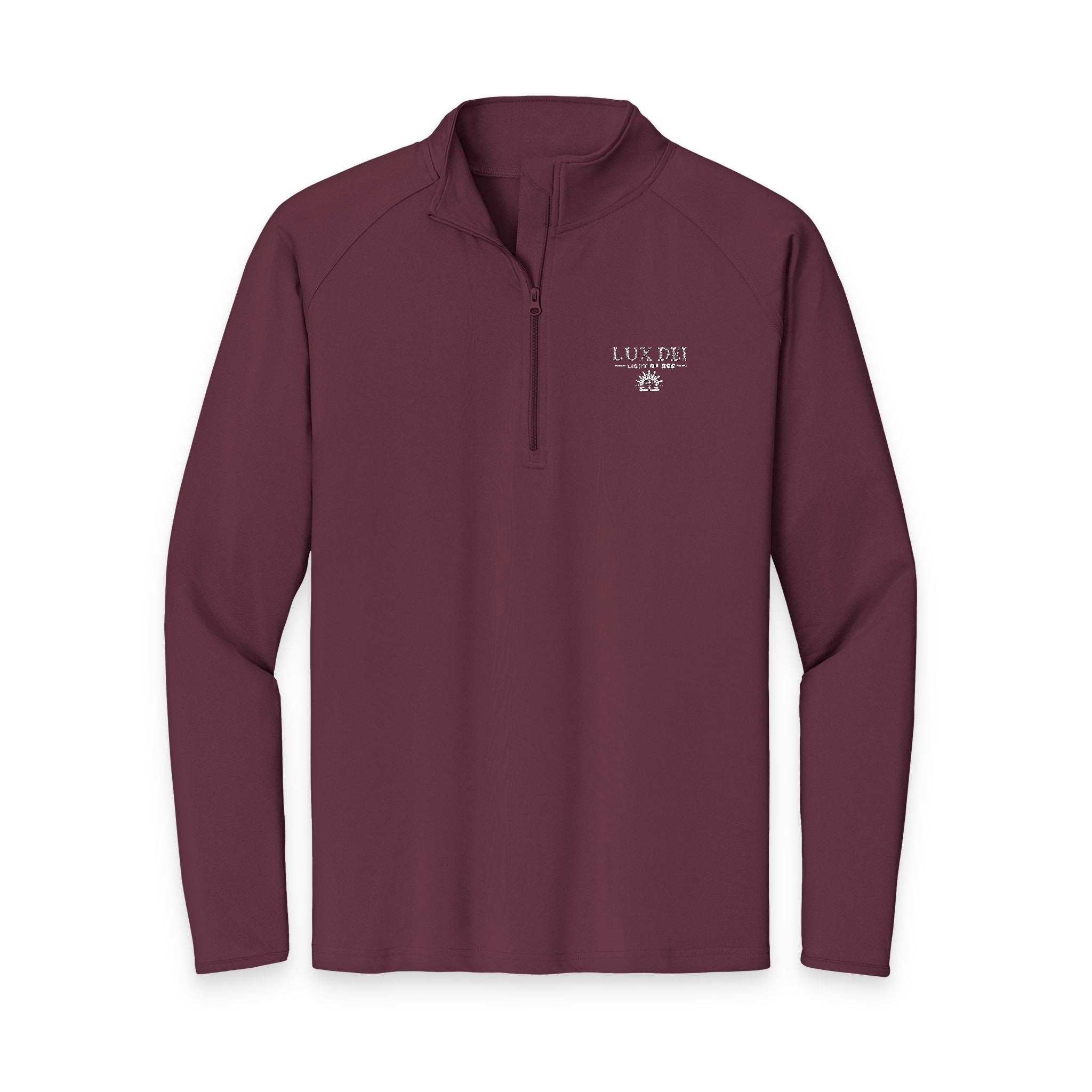 Embroidered 'Lux Dei' Quarter-Zip Pullover — Men's Performance Sport-Wick