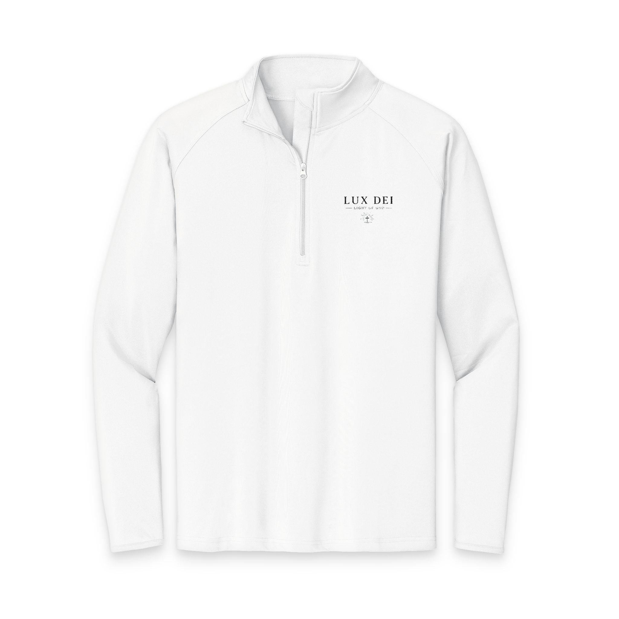 Embroidered 'Lux Dei' Quarter-Zip Pullover — Men's Performance Sport-Wick