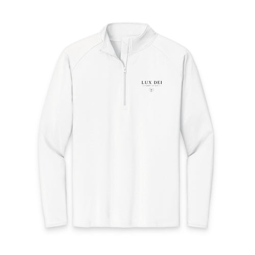 Embroidered 'Lux Dei' Quarter-Zip Pullover — Men's Performance Sport-Wick