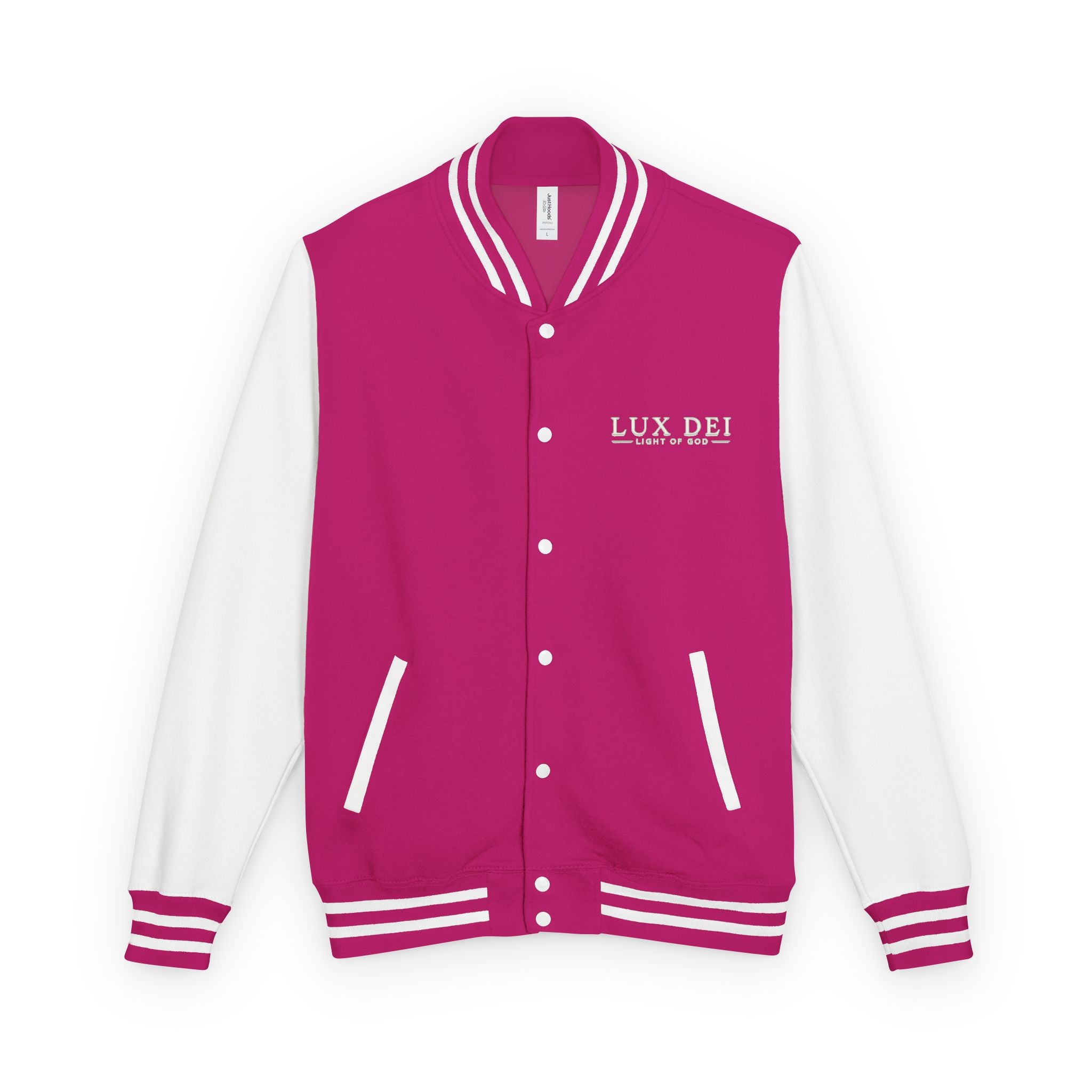 Lux Dei Letterman Jacket — 'Light of God' Red & White Varsity Jacket