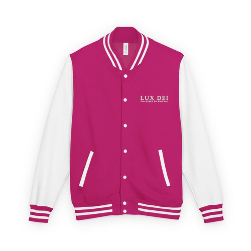 Lux Dei Letterman Jacket — Christian Varsity Jacket | Faith-Based Letterman Jacket | Light of God