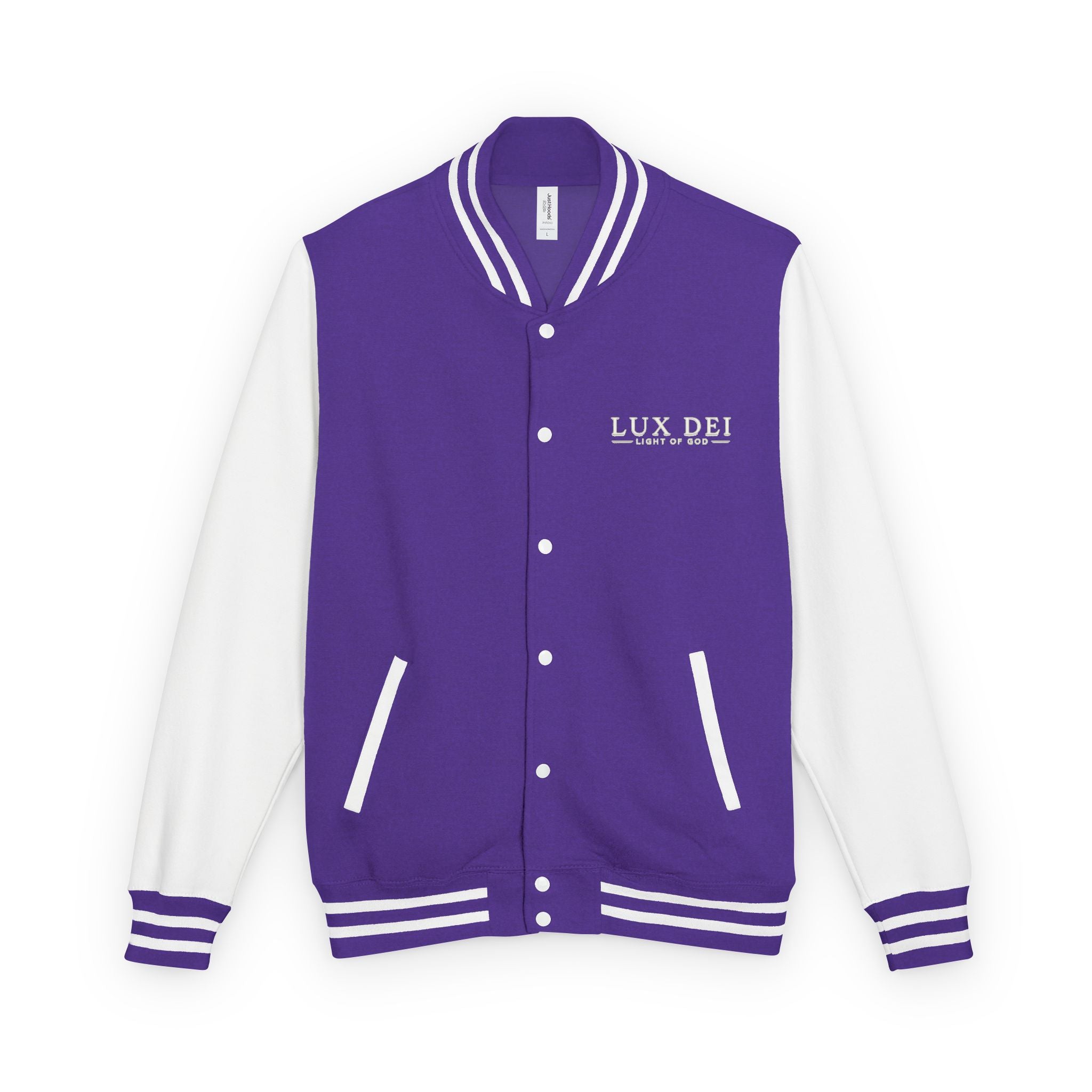 Lux Dei Letterman Jacket — 'Light of God' Red & White Varsity Jacket