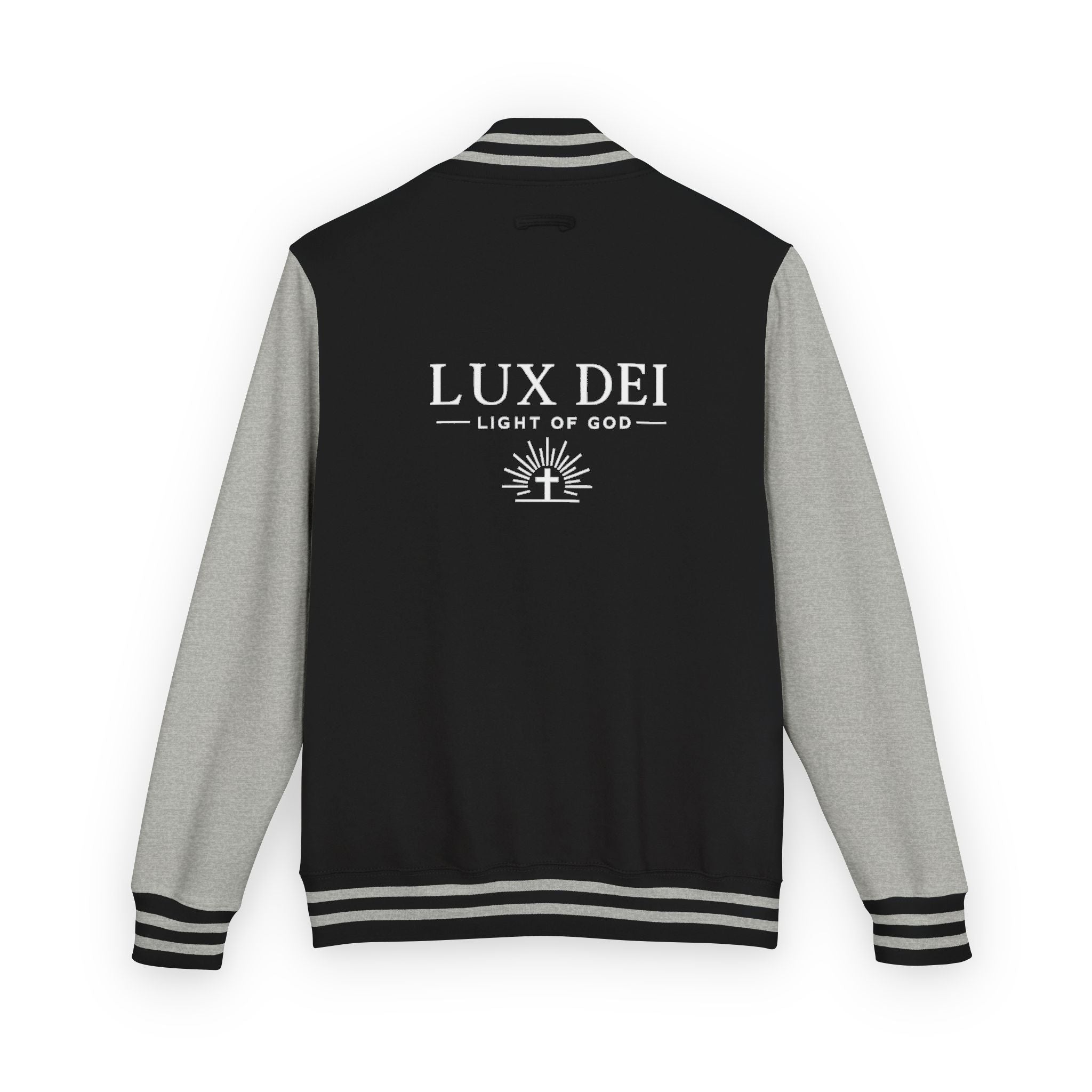 Lux Dei Letterman Jacket — 'Light of God' Red & White Varsity Jacket