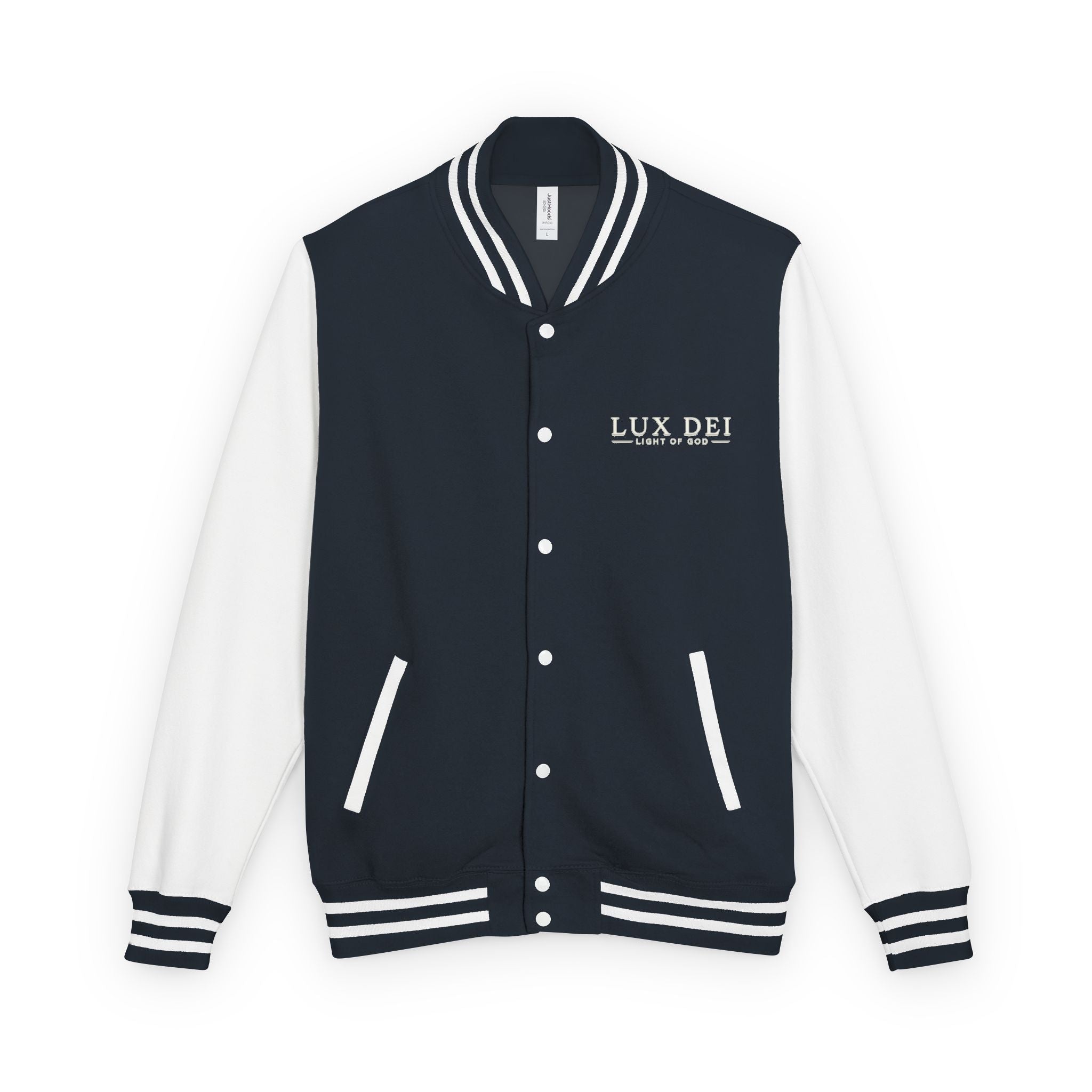 Lux Dei Letterman Jacket — 'Light of God' Red & White Varsity Jacket