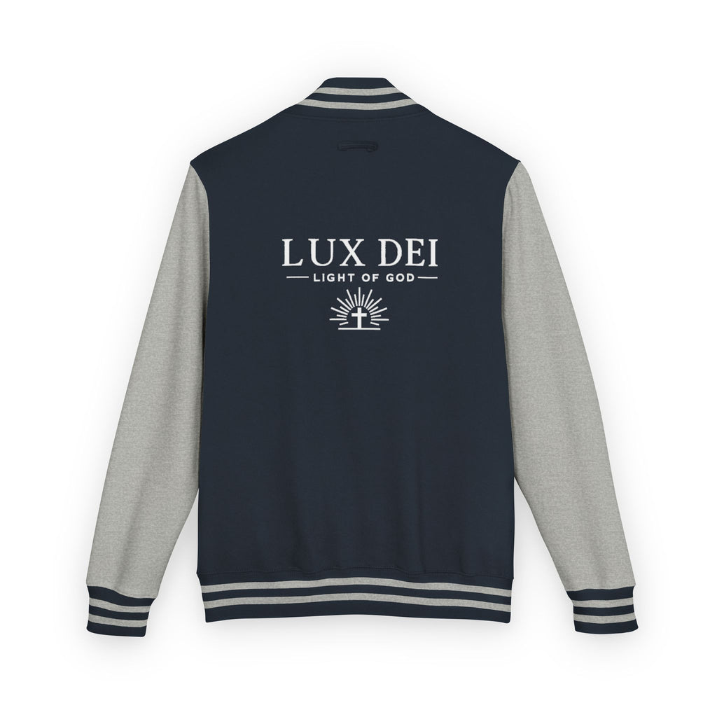Lux Dei Letterman Jacket — 'Light of God' Red & White Varsity Jacket