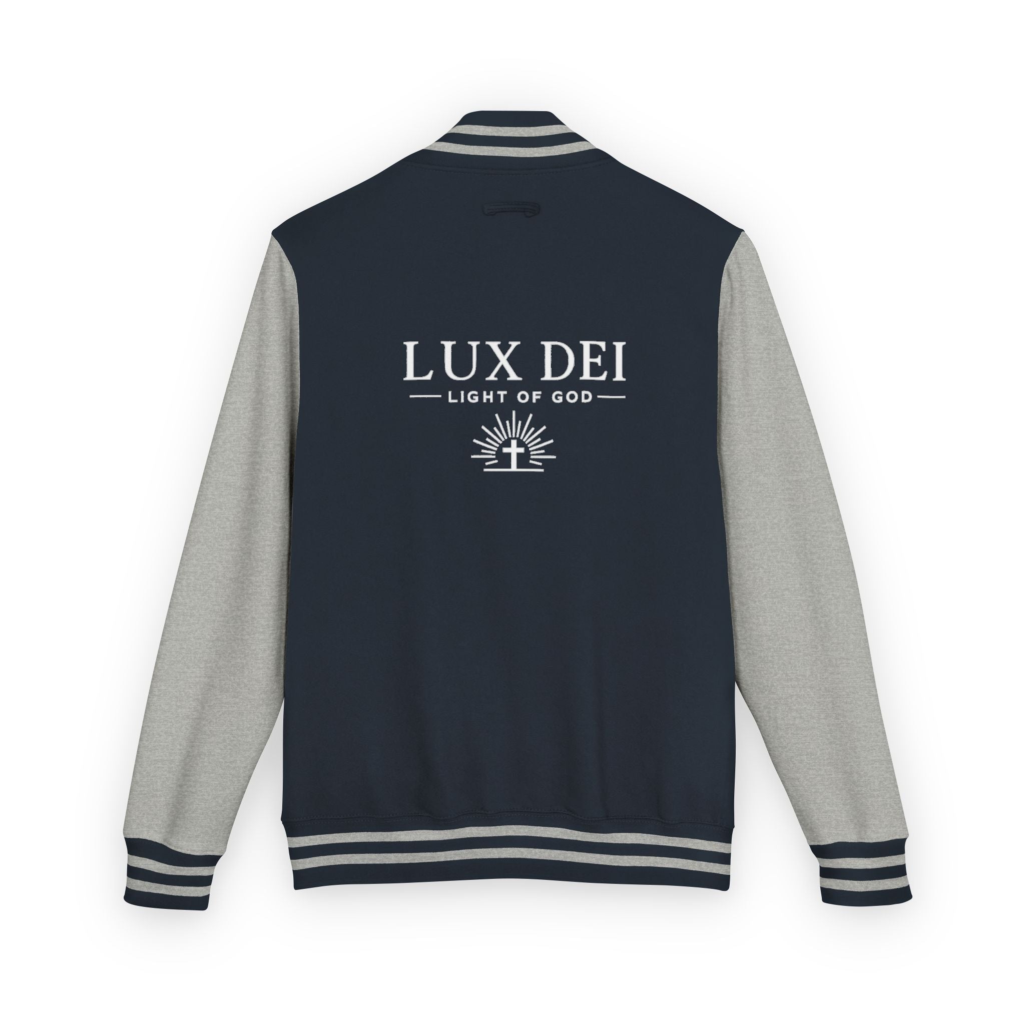 Lux Dei Letterman Jacket — 'Light of God' Red & White Varsity Jacket