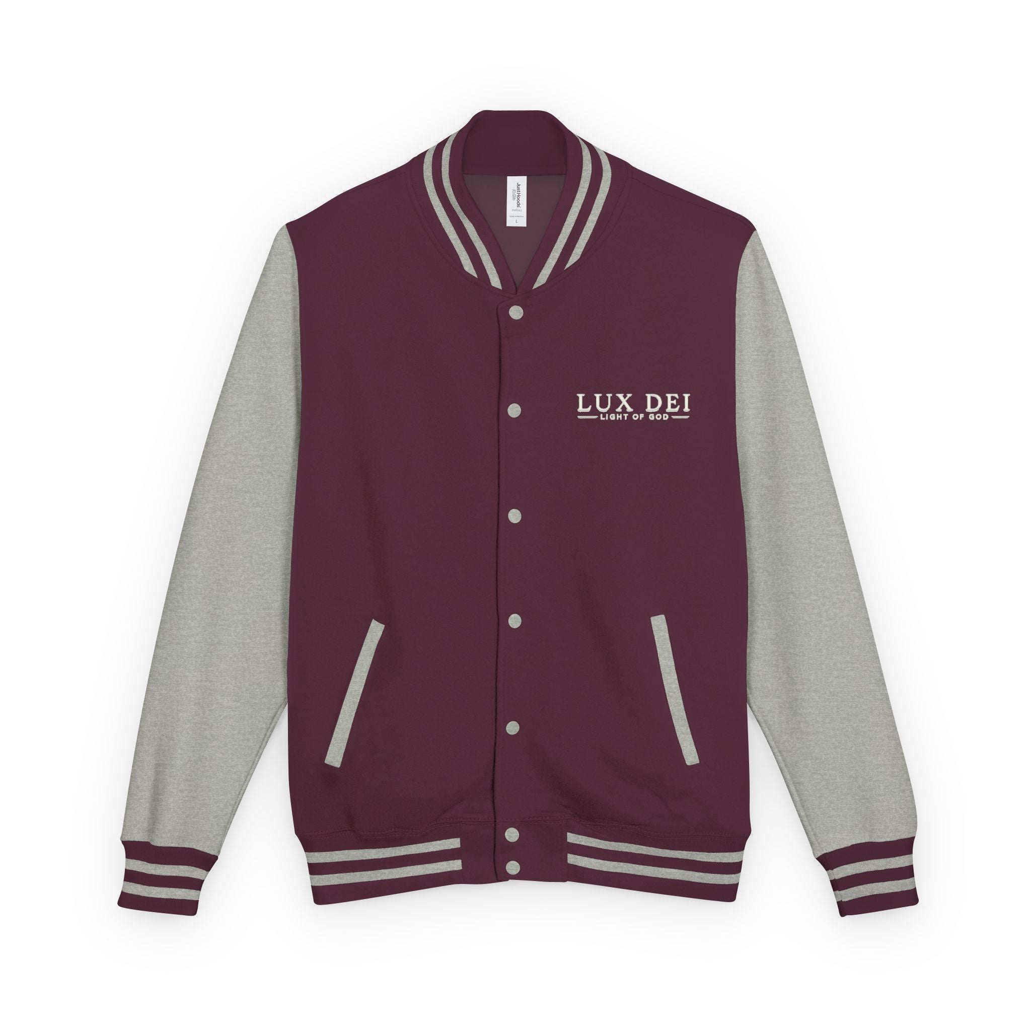 Lux Dei Letterman Jacket — 'Light of God' Red & White Varsity Jacket