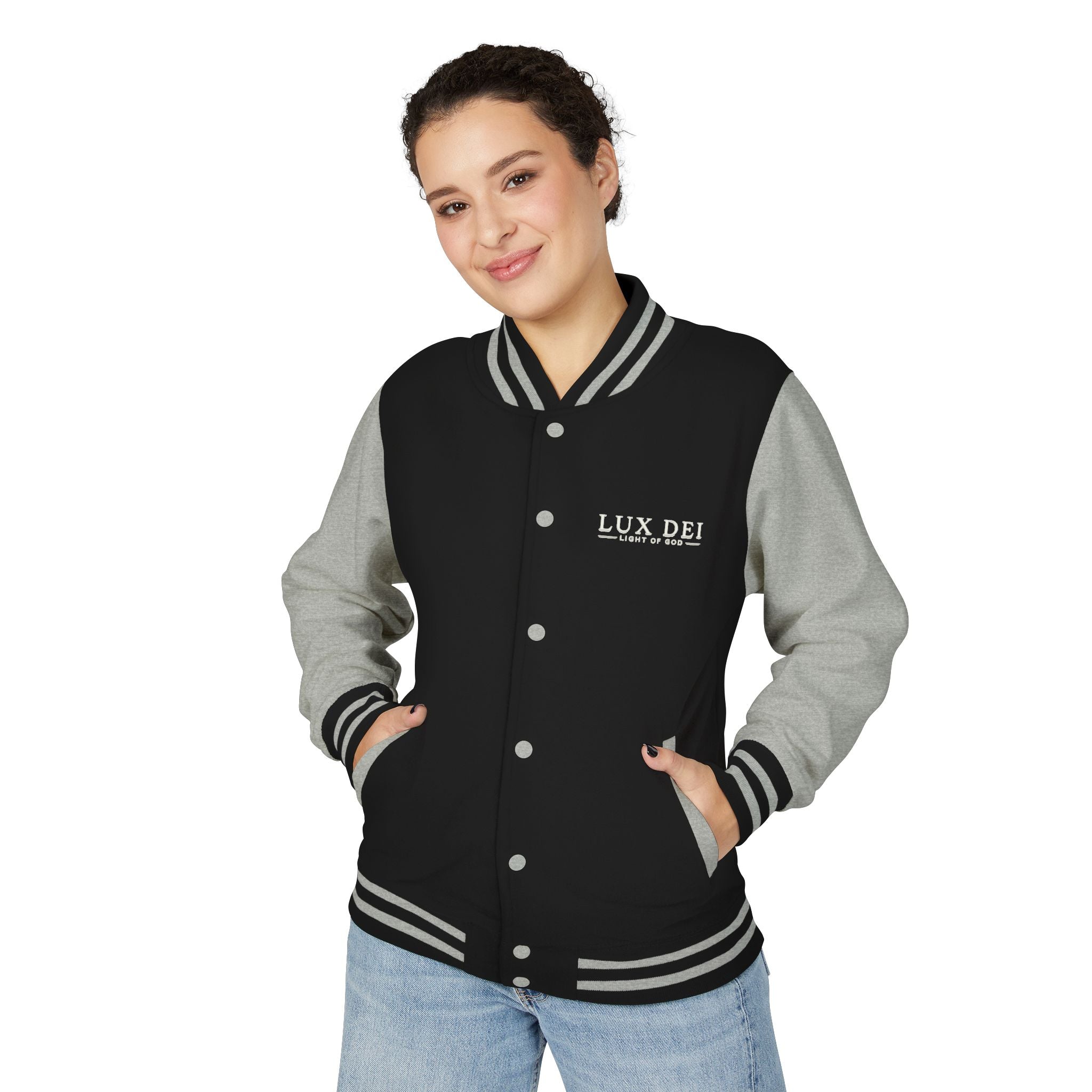 Lux Dei Letterman Jacket — 'Light of God' Red & White Varsity Jacket