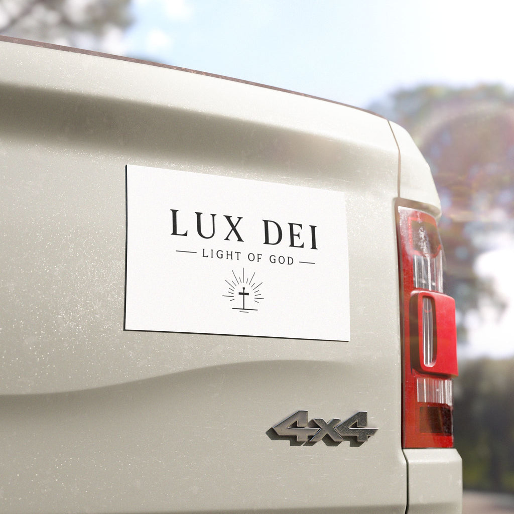 Car Magnet — Lux Dei “Light of God” Religious Cross Sticker for Vehicles