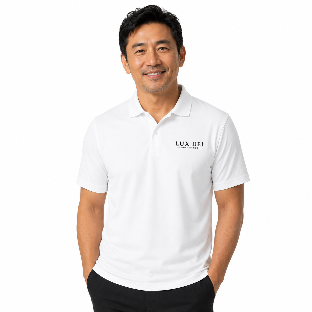 Lux Dei Embroidered Performance Polo | Christian Golf & Business Shirt | Light of God