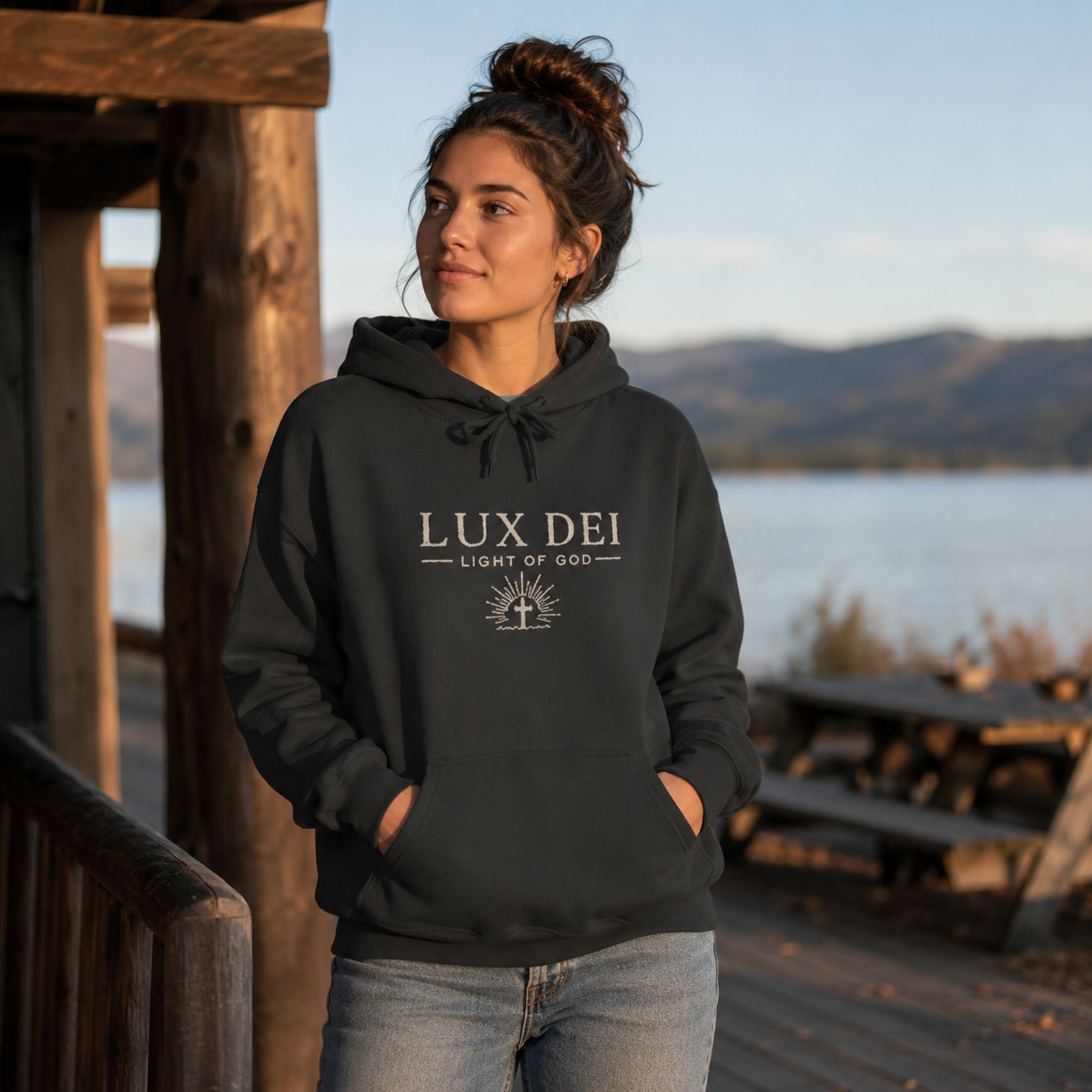 Lux Dei Garment-Dyed Hoodie — Premium Christian Hoodie | Faith-Based Hooded Sweatshirt | Light of God