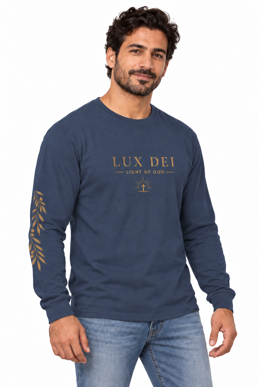 Lux Dei Gold Olive Branch Long Sleeve Tee