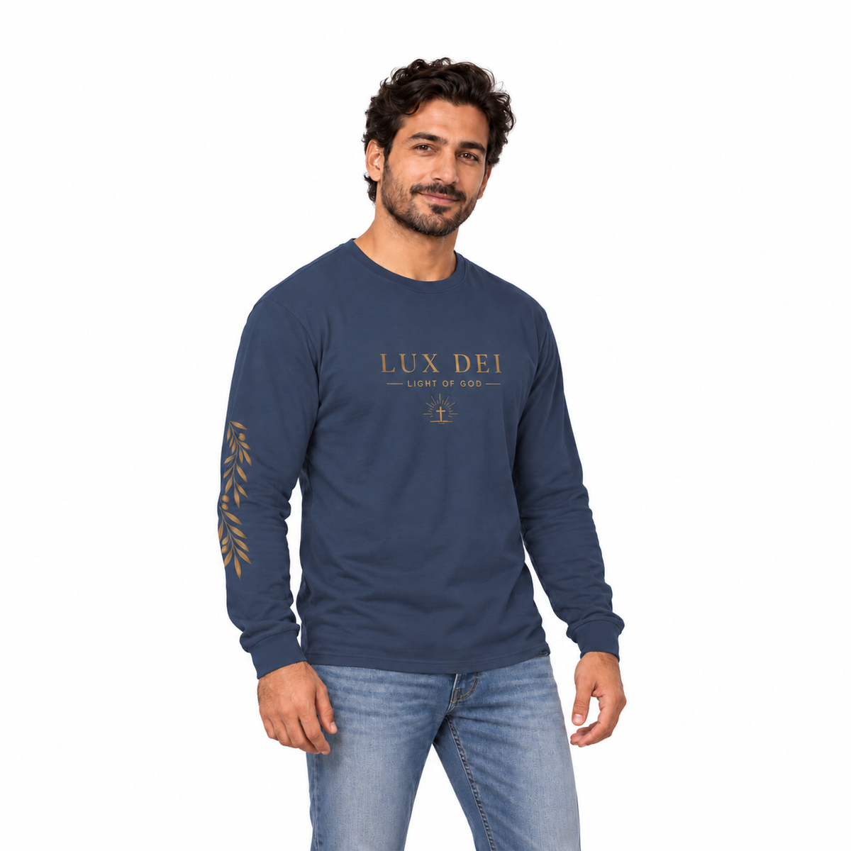 Lux Dei Gold Olive Branch Long Sleeve Tee
