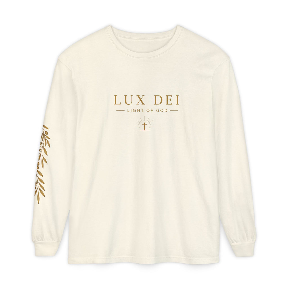 Lux Dei Gold Olive Branch Long Sleeve Tee