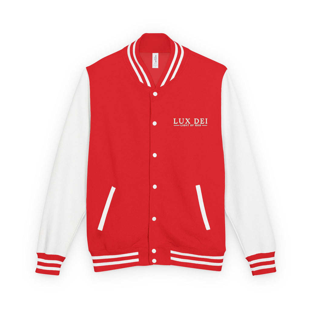 Lux Dei Letterman Jacket — Christian Varsity Jacket | Faith-Based Letterman Jacket | Light of God