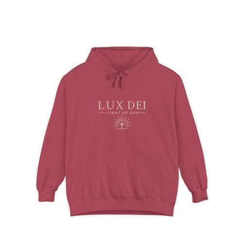 Lux Dei Garment-Dyed Hoodie — Premium Christian Hoodie | Faith-Based Hooded Sweatshirt | Light of God